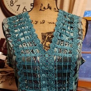 Aztec design blue maxi dress